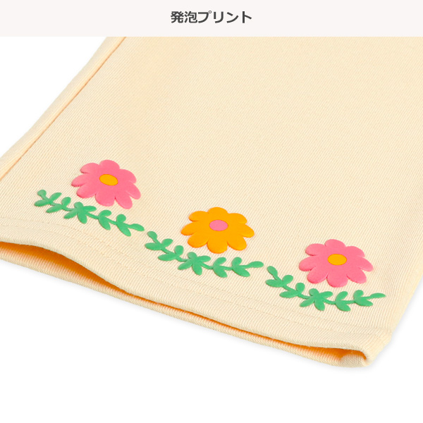 裏毛裾花発泡プリントロングパンツ