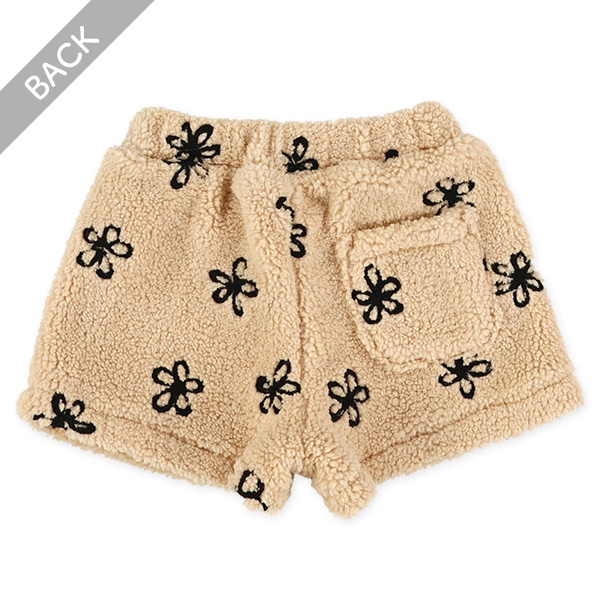 ボアフリース花刺繍キュロットパンツ