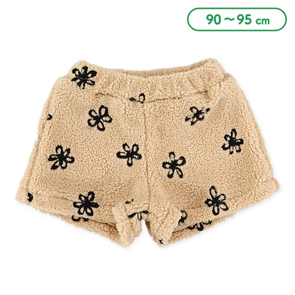 ボアフリース花刺繍キュロットパンツ