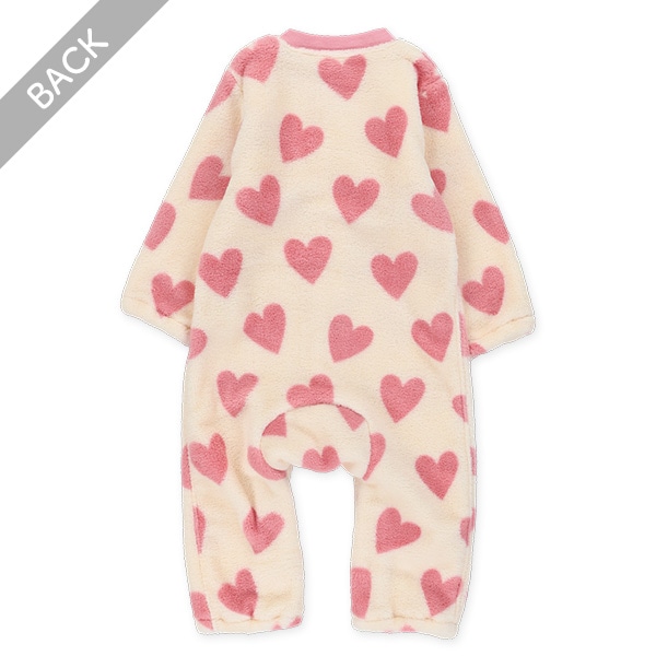 フリースハート総柄長袖カバーオール