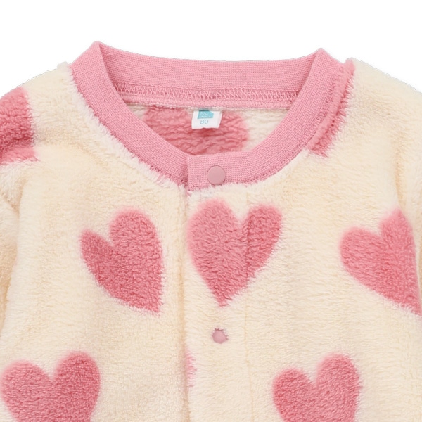 フリースハート総柄長袖カバーオール