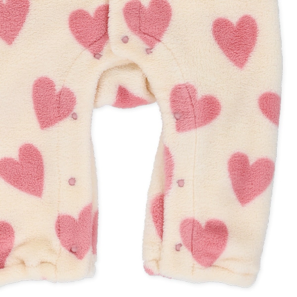 フリースハート総柄長袖カバーオール