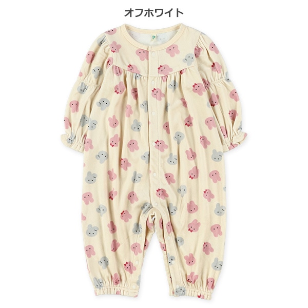 うさぎベロア長袖カバーオール