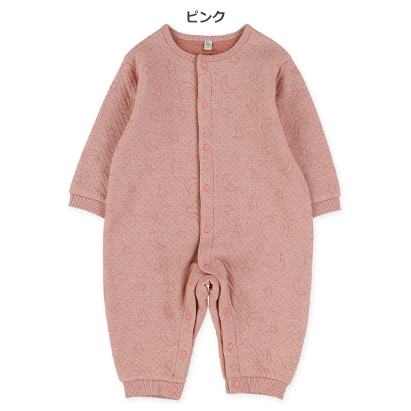 ニットキルト月星長袖カバーオール