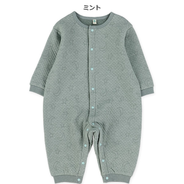 ニットキルト月星長袖カバーオール