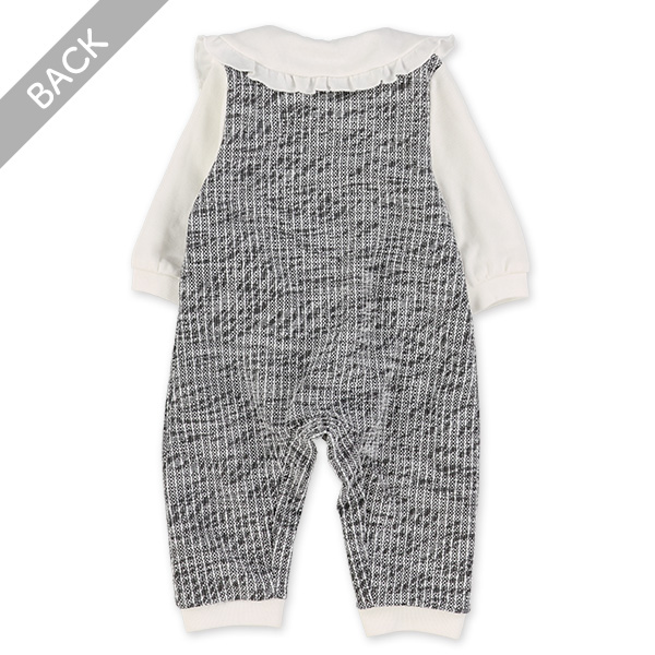 ツイードレイヤード風長袖カバーオール