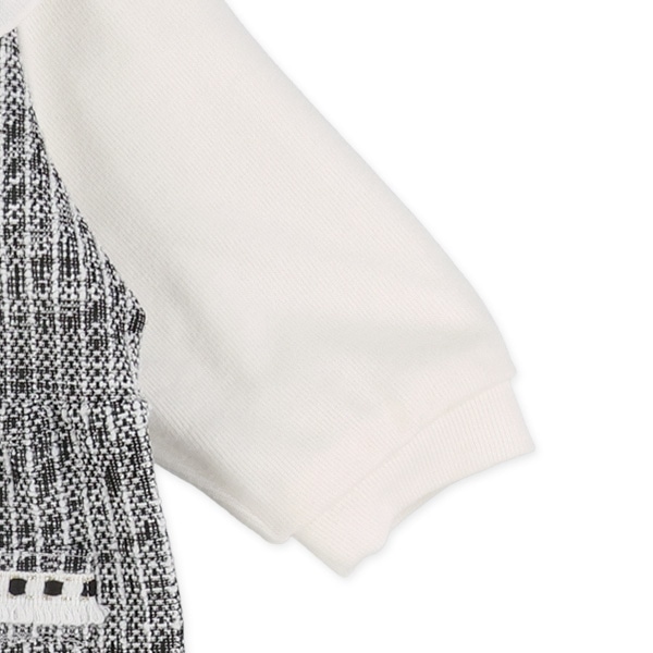 ツイードレイヤード風長袖カバーオール