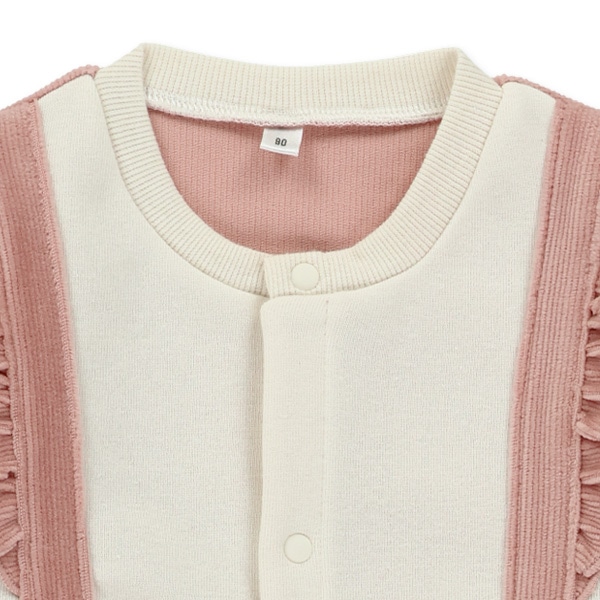 裏起毛ニットコールサロペット風長袖カバーオール