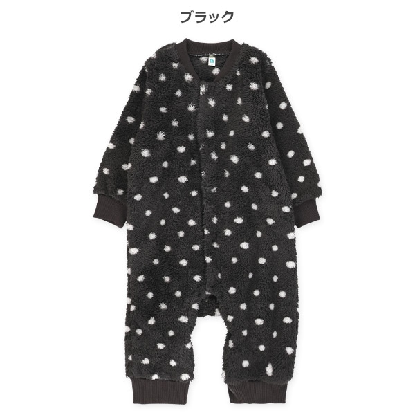 フリースドット長袖カバーオール
