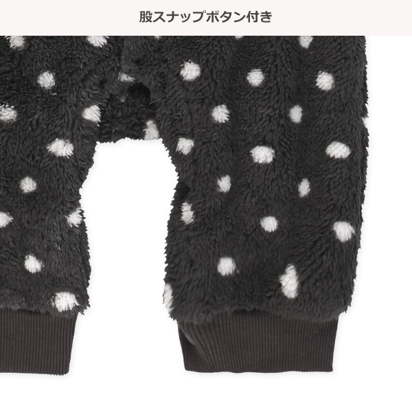 フリースドット長袖カバーオール