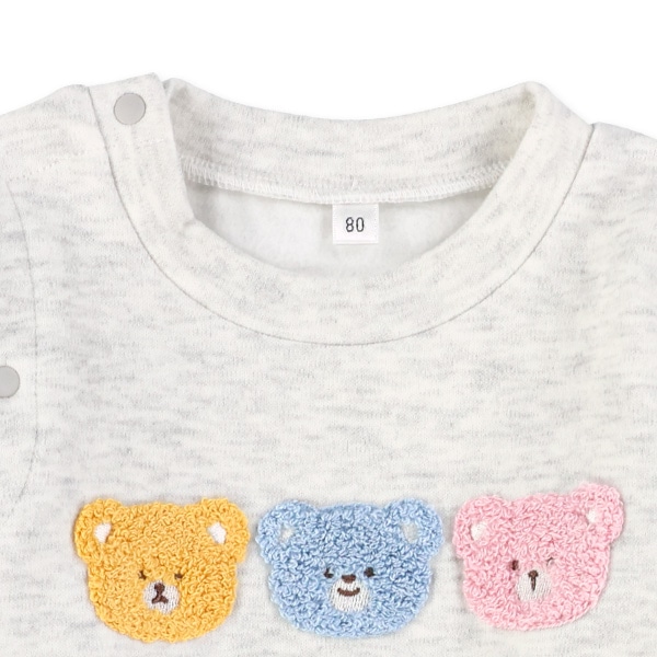 裏起毛くまサガラ刺繍長袖カバーオール