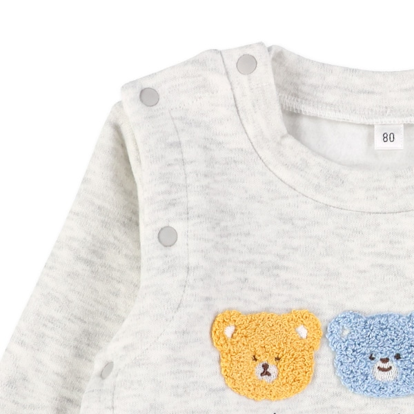 裏起毛くまサガラ刺繍長袖カバーオール