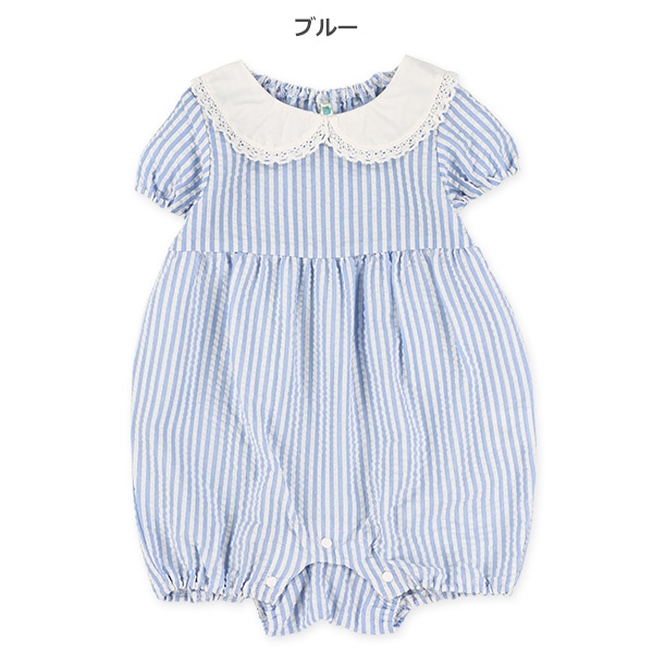 襟付きサッカー半袖カバーオール