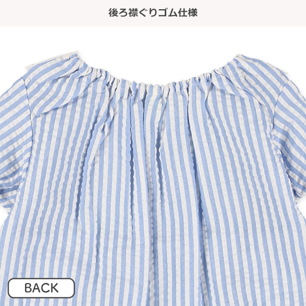 襟付きサッカー半袖カバーオール