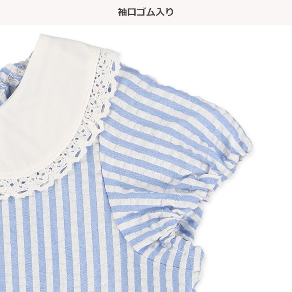 襟付きサッカー半袖カバーオール