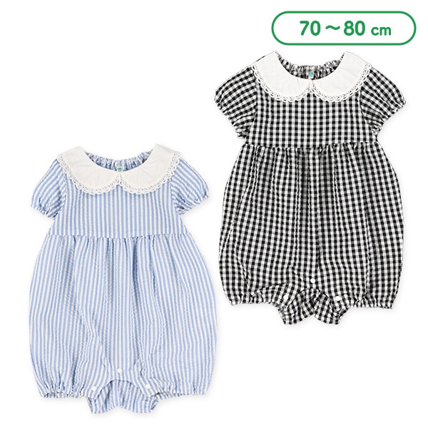 襟付きサッカー半袖カバーオール