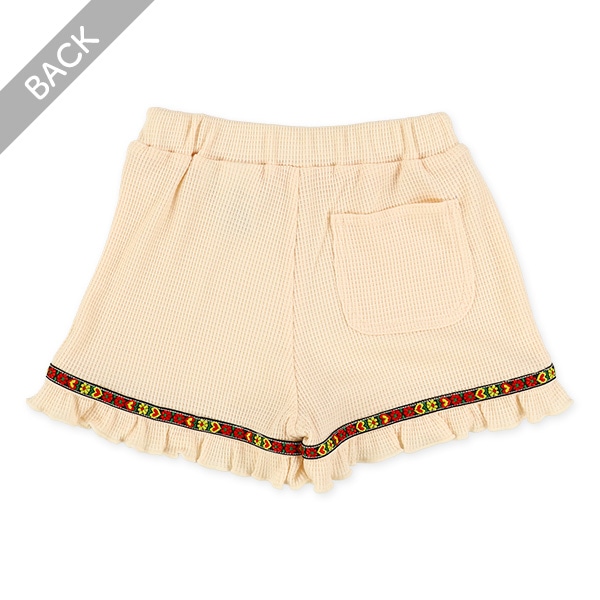 ワッフル裾チロリアンショートパンツ
