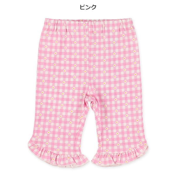 裾フリルチェックハーフパンツ