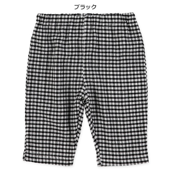 5分丈楊柳ニットチェックパンツ