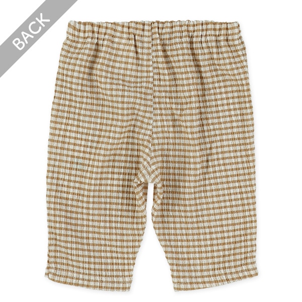 5分丈楊柳ニットチェックパンツ