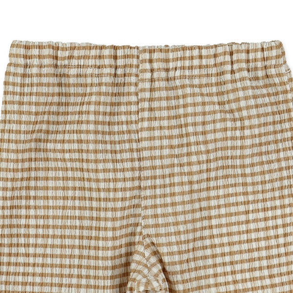 5分丈楊柳ニットチェックパンツ