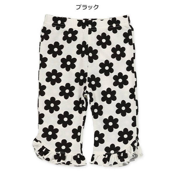 裾フリル花総柄ハーフパンツ