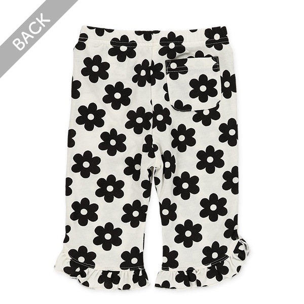 裾フリル花総柄ハーフパンツ