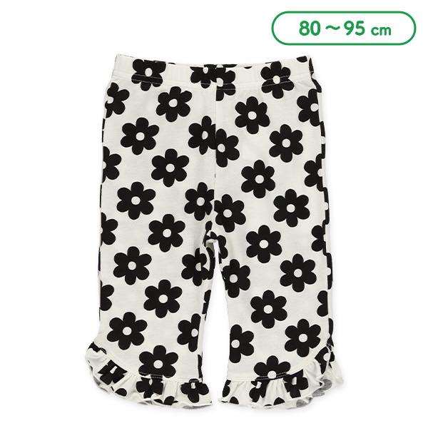 裾フリル花総柄ハーフパンツ