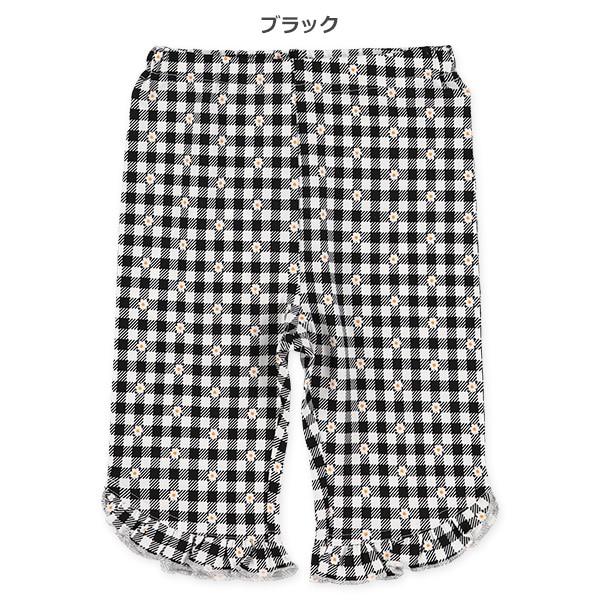 チェック裾フリルニットハーフレギンス