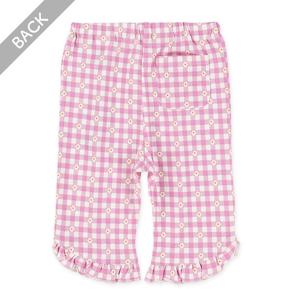 チェック裾フリルニットハーフレギンス