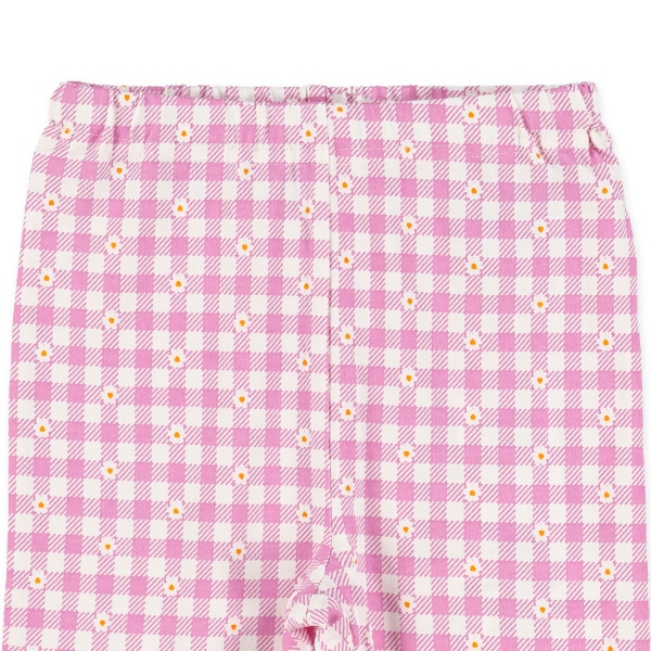 チェック裾フリルニットハーフレギンス