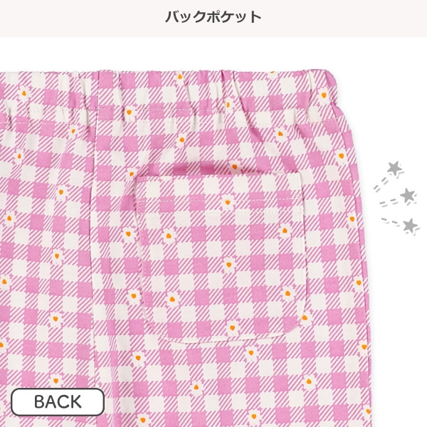 チェック裾フリルニットハーフレギンス