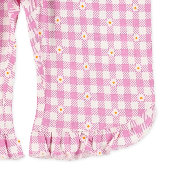 チェック裾フリルニットハーフレギンス