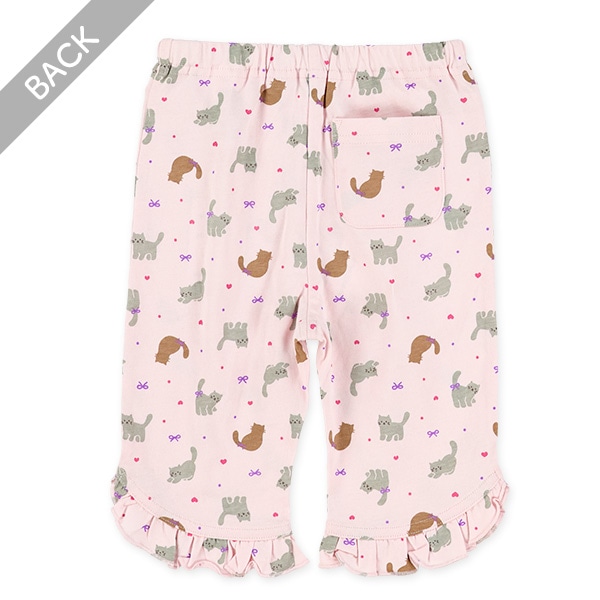 ねこ裾フリルニットハーフレギンス