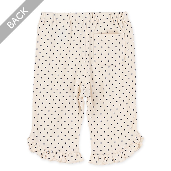 ドット裾フリルニットハーフレギンス