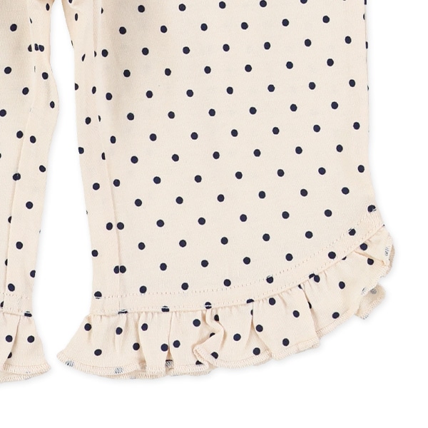 ドット裾フリルニットハーフレギンス