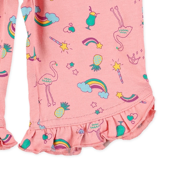 フラミンゴ裾フリルニットハーフレギンス