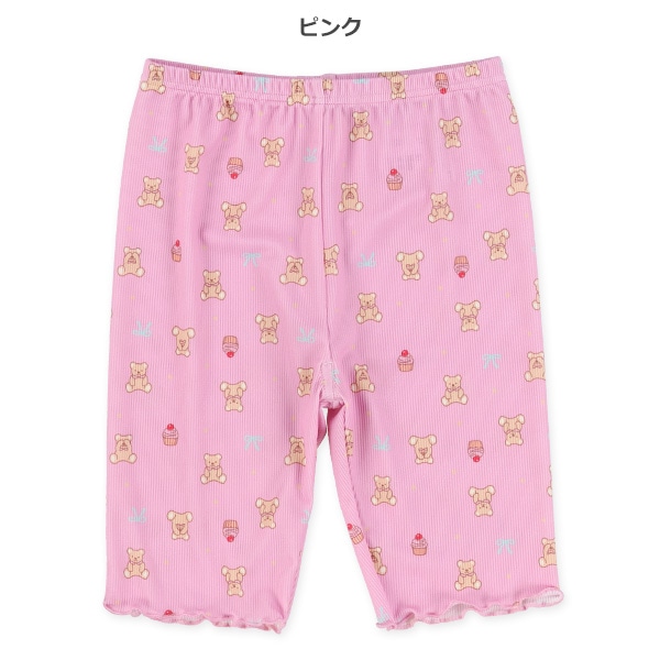 4分丈リブくまスイーツ柄スパッツ