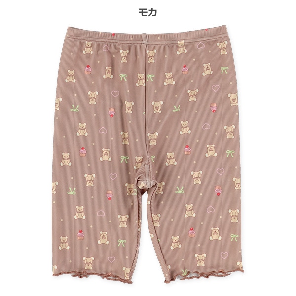 4分丈リブくまスイーツ柄スパッツ