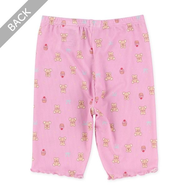 4分丈リブくまスイーツ柄スパッツ