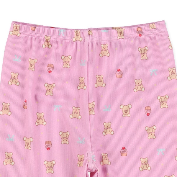 4分丈リブくまスイーツ柄スパッツ