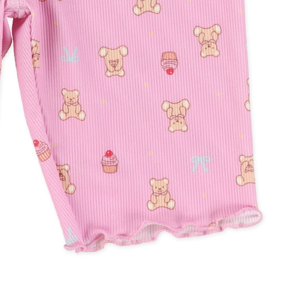 4分丈リブくまスイーツ柄スパッツ