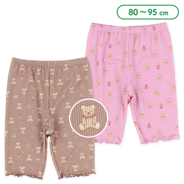 4分丈リブくまスイーツ柄スパッツ