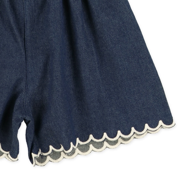 スカラップデニムショートパンツ