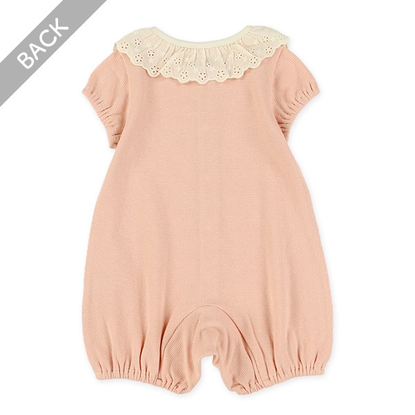 ワッフル襟付き半袖カバーオール