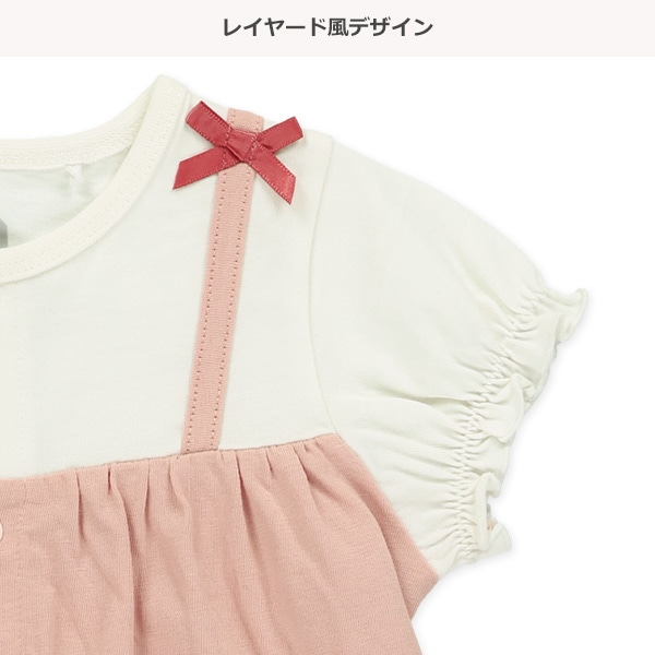 ハートチェック半袖カバーオール