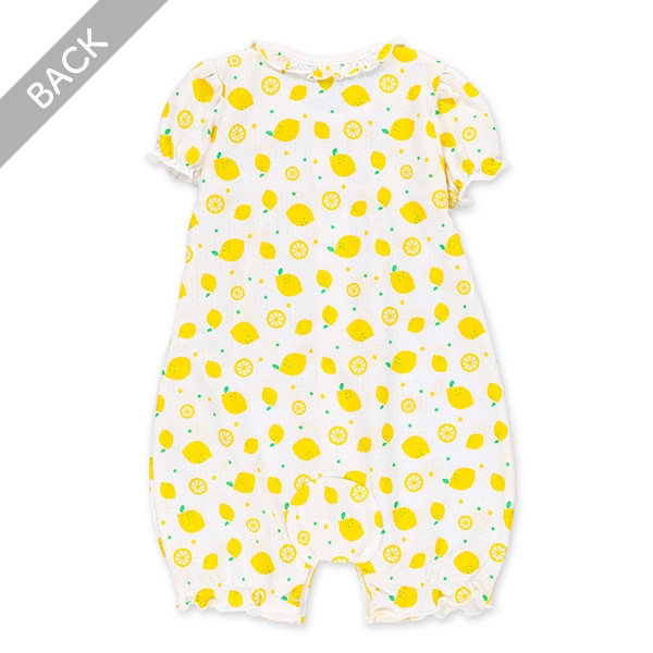 パターンメッシュレモンフリル半袖カバーオール