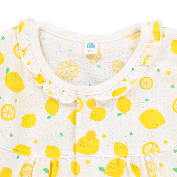 パターンメッシュレモンフリル半袖カバーオール