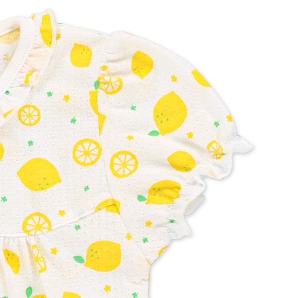 パターンメッシュレモンフリル半袖カバーオール