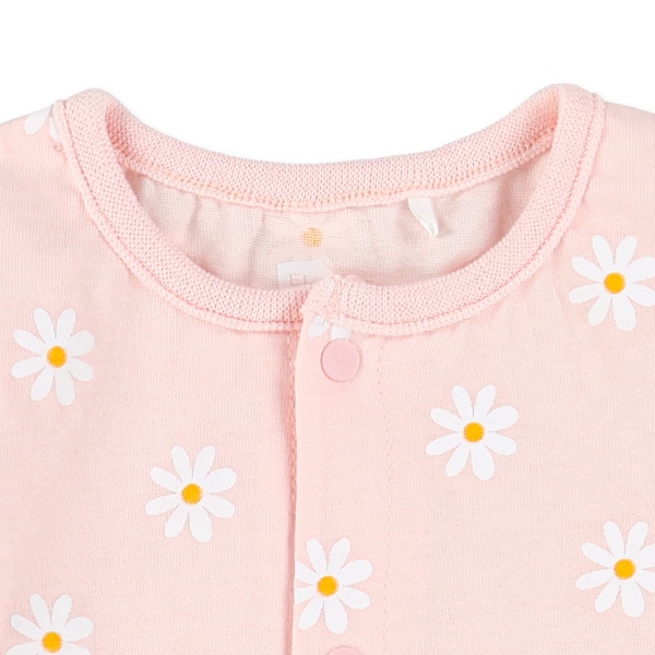 袖切り替え花柄半袖ロンパース